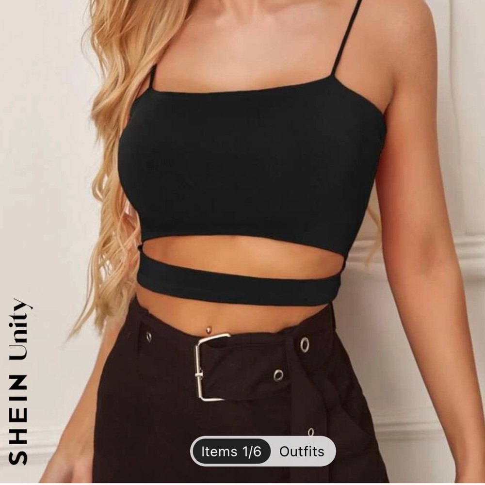 Black Shein Crop Top w/strap underneath